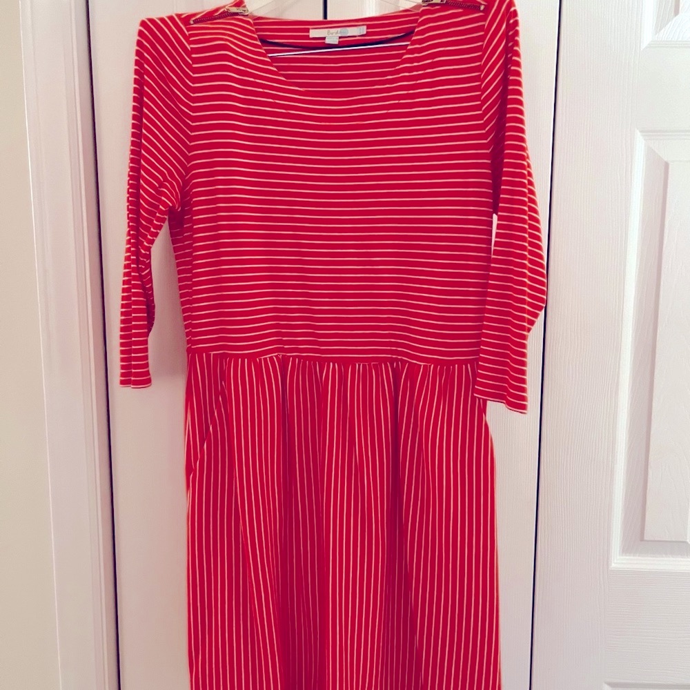 Boden Dress With Zipper Detail and Contrasting Stripes